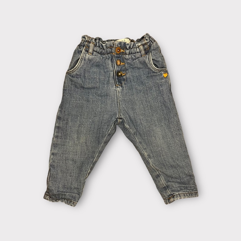 Zara Medium Wash Paperbag Jeans